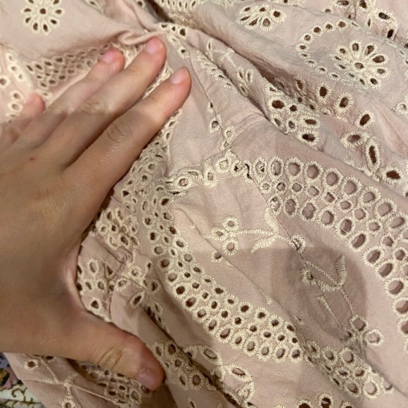 LoveShackFancy / Pink Pamela Party One Shoulder Eyelet Dress cotton small S - Picture 8 of 9